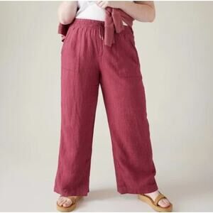 ATHLETA Retreat Linen Wide Leg Pant Coffeeberry Purple Sz 10 {3J10}